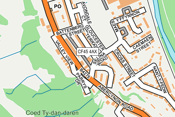 CF45 4AX map - OS OpenMap – Local (Ordnance Survey)