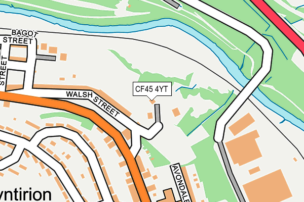 CF45 4YT map - OS OpenMap – Local (Ordnance Survey)