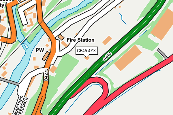 CF45 4YX map - OS OpenMap – Local (Ordnance Survey)
