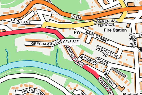 CF46 5AE map - OS OpenMap – Local (Ordnance Survey)