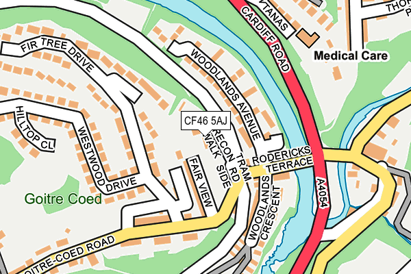 CF46 5AJ map - OS OpenMap – Local (Ordnance Survey)