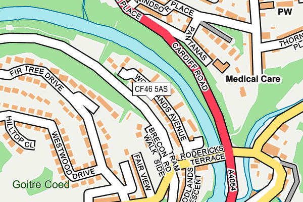 CF46 5AS map - OS OpenMap – Local (Ordnance Survey)