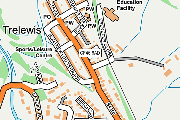 CF46 6AD map - OS OpenMap – Local (Ordnance Survey)