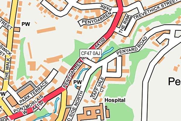 CF47 0AJ map - OS OpenMap – Local (Ordnance Survey)