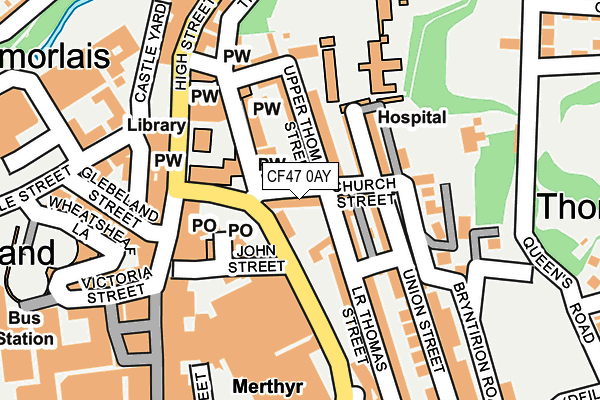 CF47 0AY map - OS OpenMap – Local (Ordnance Survey)