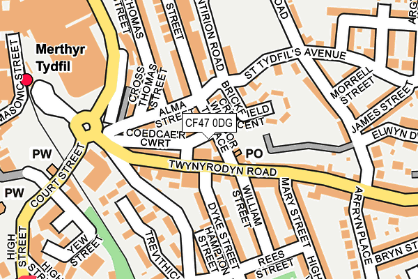 CF47 0DG map - OS OpenMap – Local (Ordnance Survey)