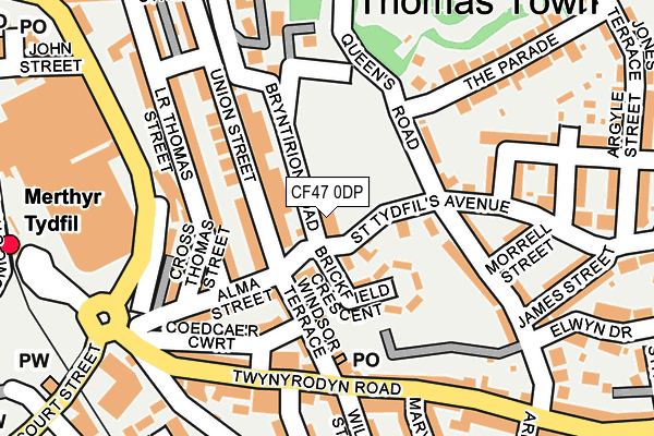 CF47 0DP map - OS OpenMap – Local (Ordnance Survey)