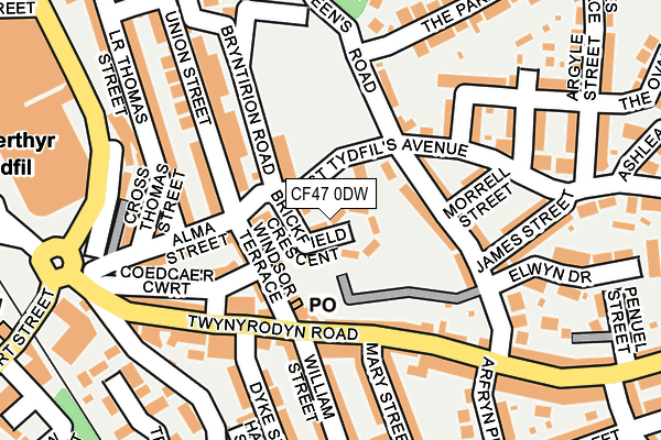 CF47 0DW map - OS OpenMap – Local (Ordnance Survey)