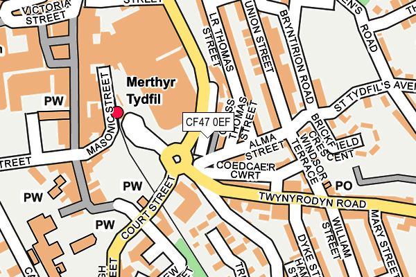 CF47 0EF map - OS OpenMap – Local (Ordnance Survey)