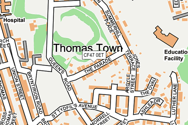 CF47 0ET map - OS OpenMap – Local (Ordnance Survey)