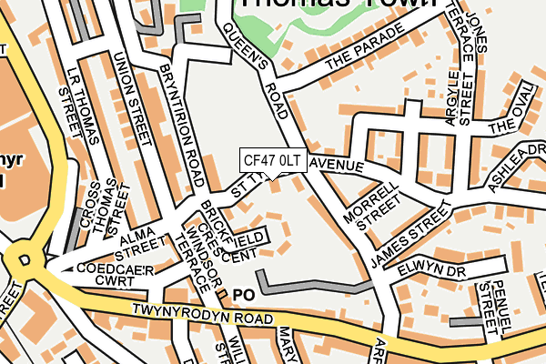 CF47 0LT map - OS OpenMap – Local (Ordnance Survey)