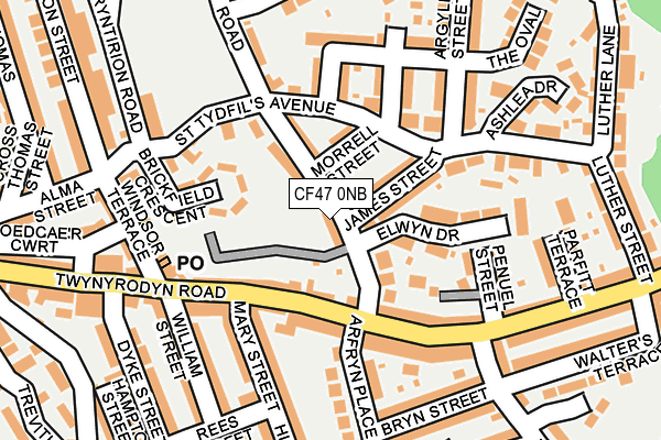 CF47 0NB map - OS OpenMap – Local (Ordnance Survey)