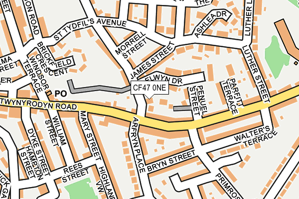 CF47 0NE map - OS OpenMap – Local (Ordnance Survey)