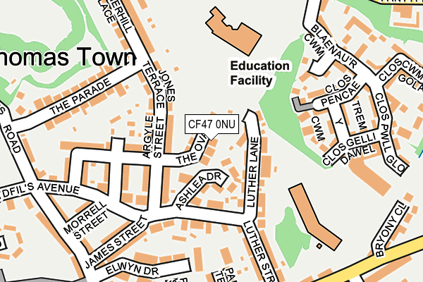 CF47 0NU map - OS OpenMap – Local (Ordnance Survey)