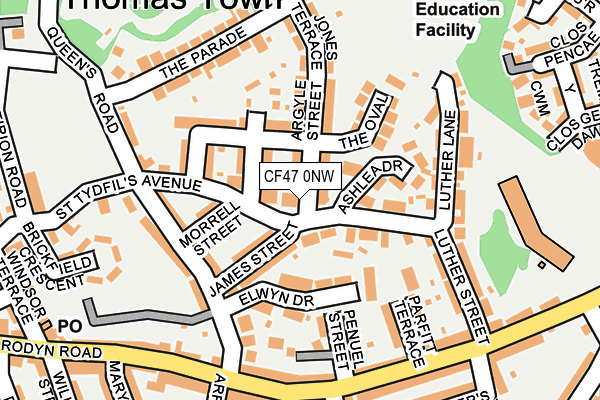 CF47 0NW map - OS OpenMap – Local (Ordnance Survey)