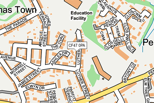 CF47 0PA map - OS OpenMap – Local (Ordnance Survey)