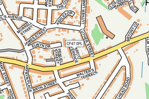 CF47 0PL map - OS OpenMap – Local (Ordnance Survey)
