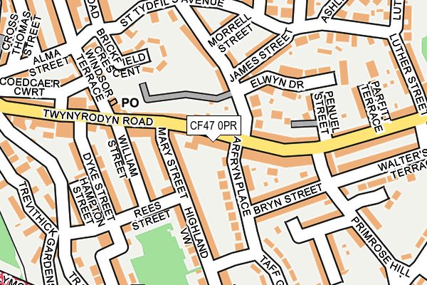 CF47 0PR map - OS OpenMap – Local (Ordnance Survey)
