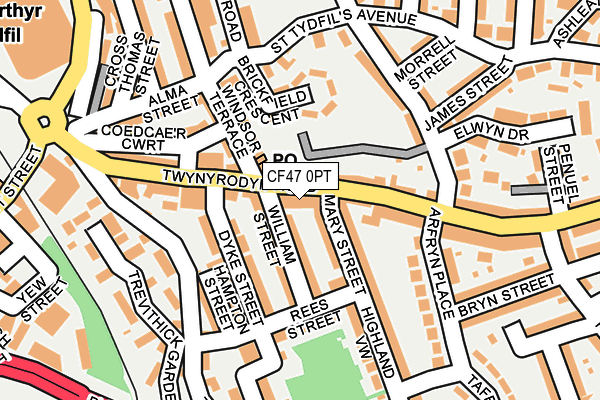 CF47 0PT map - OS OpenMap – Local (Ordnance Survey)