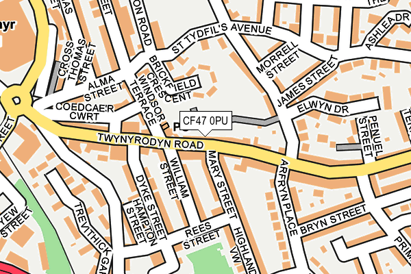 CF47 0PU map - OS OpenMap – Local (Ordnance Survey)