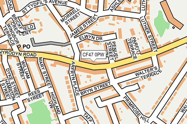 CF47 0PW map - OS OpenMap – Local (Ordnance Survey)