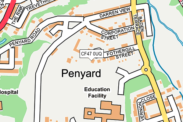 CF47 0UQ map - OS OpenMap – Local (Ordnance Survey)