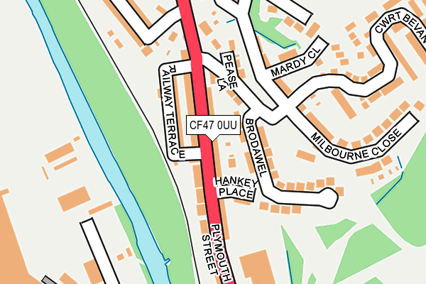 CF47 0UU map - OS OpenMap – Local (Ordnance Survey)