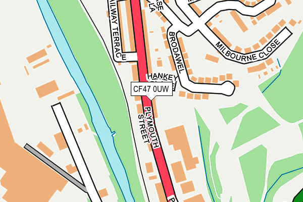 CF47 0UW map - OS OpenMap – Local (Ordnance Survey)