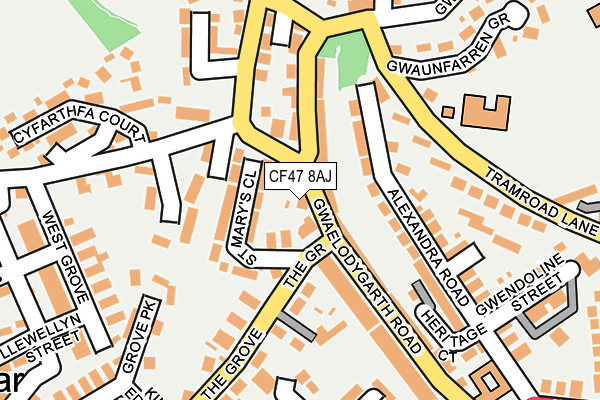 CF47 8AJ map - OS OpenMap – Local (Ordnance Survey)