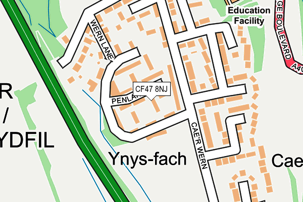 CF47 8NJ map - OS OpenMap – Local (Ordnance Survey)