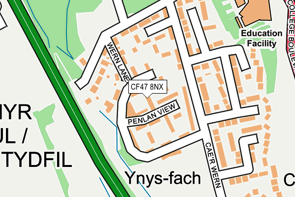 CF47 8NX map - OS OpenMap – Local (Ordnance Survey)