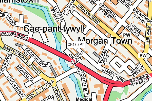 CF47 8PT map - OS OpenMap – Local (Ordnance Survey)