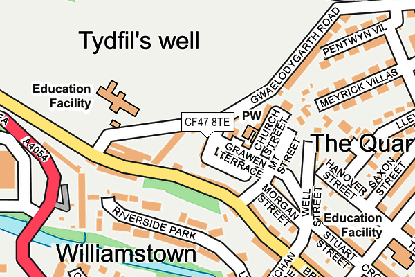 CF47 8TE map - OS OpenMap – Local (Ordnance Survey)