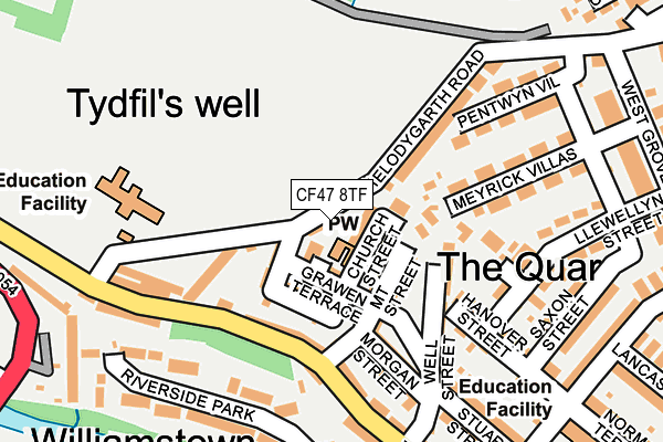 CF47 8TF map - OS OpenMap – Local (Ordnance Survey)