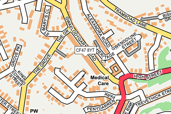 CF47 8YT map - OS OpenMap – Local (Ordnance Survey)