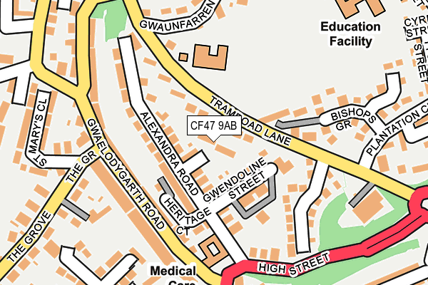 CF47 9AB map - OS OpenMap – Local (Ordnance Survey)