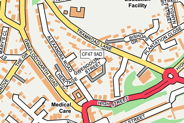 CF47 9AD map - OS OpenMap – Local (Ordnance Survey)