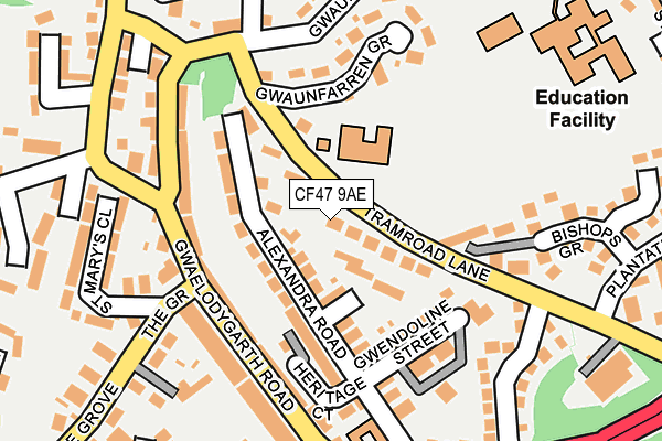 CF47 9AE map - OS OpenMap – Local (Ordnance Survey)