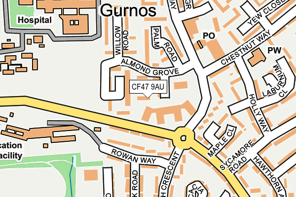 CF47 9AU map - OS OpenMap – Local (Ordnance Survey)