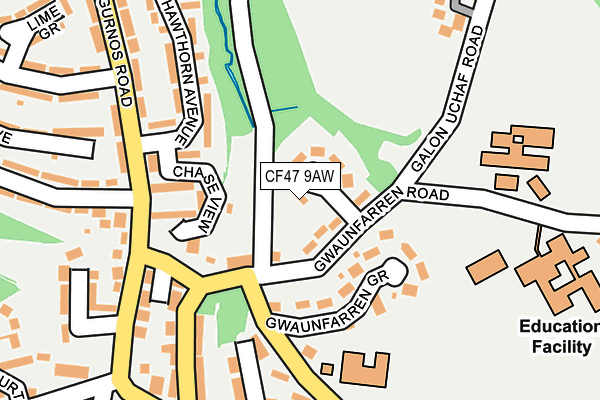 CF47 9AW map - OS OpenMap – Local (Ordnance Survey)