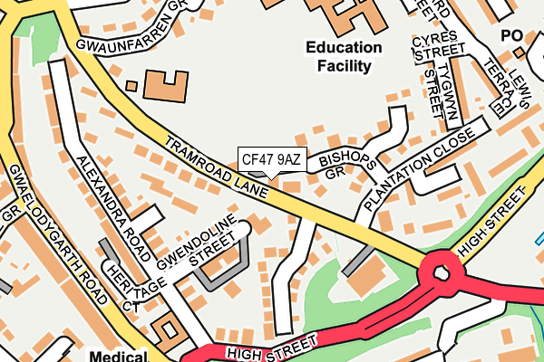 CF47 9AZ map - OS OpenMap – Local (Ordnance Survey)