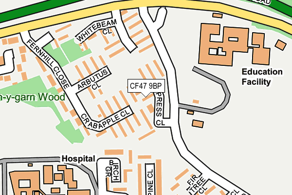 CF47 9BP map - OS OpenMap – Local (Ordnance Survey)