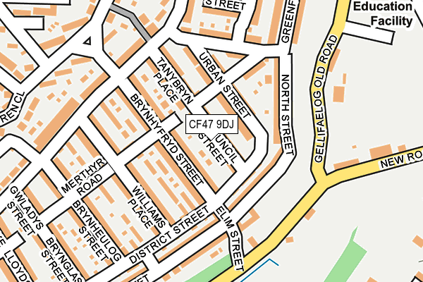 CF47 9DJ map - OS OpenMap – Local (Ordnance Survey)