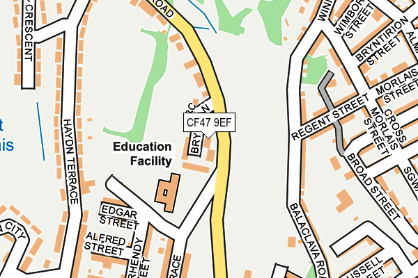 CF47 9EF map - OS OpenMap – Local (Ordnance Survey)