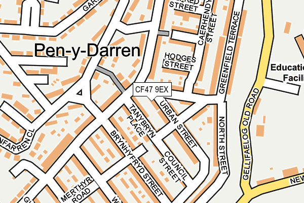 CF47 9EX map - OS OpenMap – Local (Ordnance Survey)