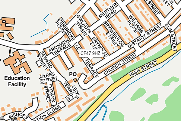CF47 9HZ map - OS OpenMap – Local (Ordnance Survey)