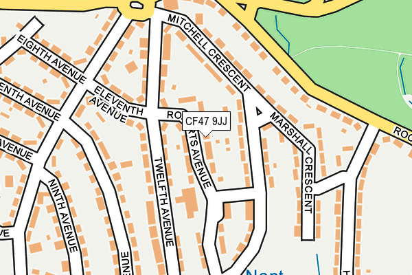 CF47 9JJ map - OS OpenMap – Local (Ordnance Survey)