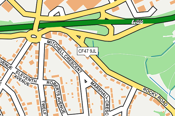 CF47 9JL map - OS OpenMap – Local (Ordnance Survey)