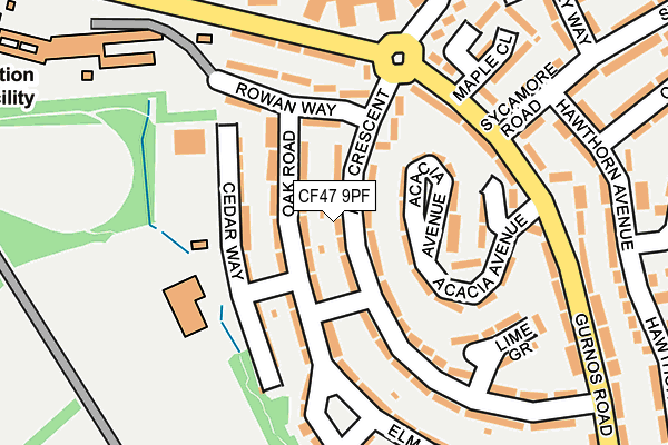 CF47 9PF map - OS OpenMap – Local (Ordnance Survey)