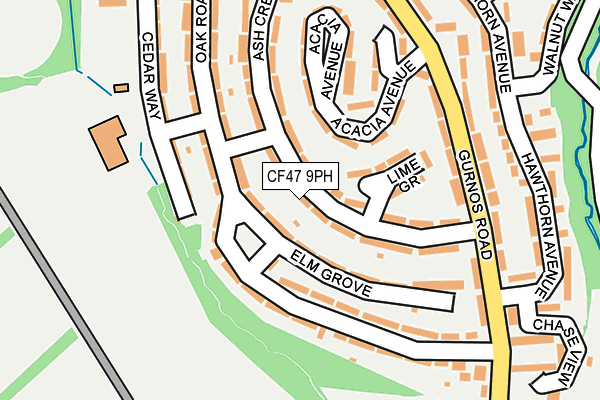 CF47 9PH map - OS OpenMap – Local (Ordnance Survey)